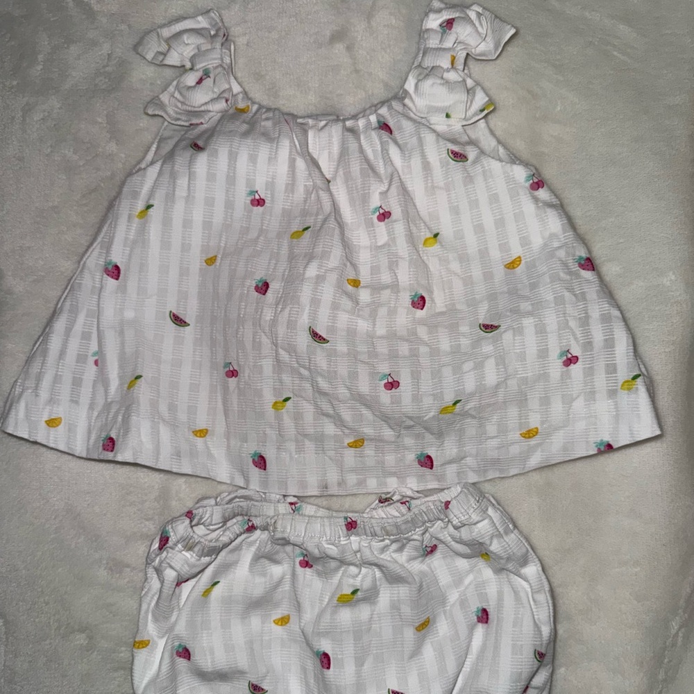 Janie and Jack White Fruit Print Baby Matching  Set
